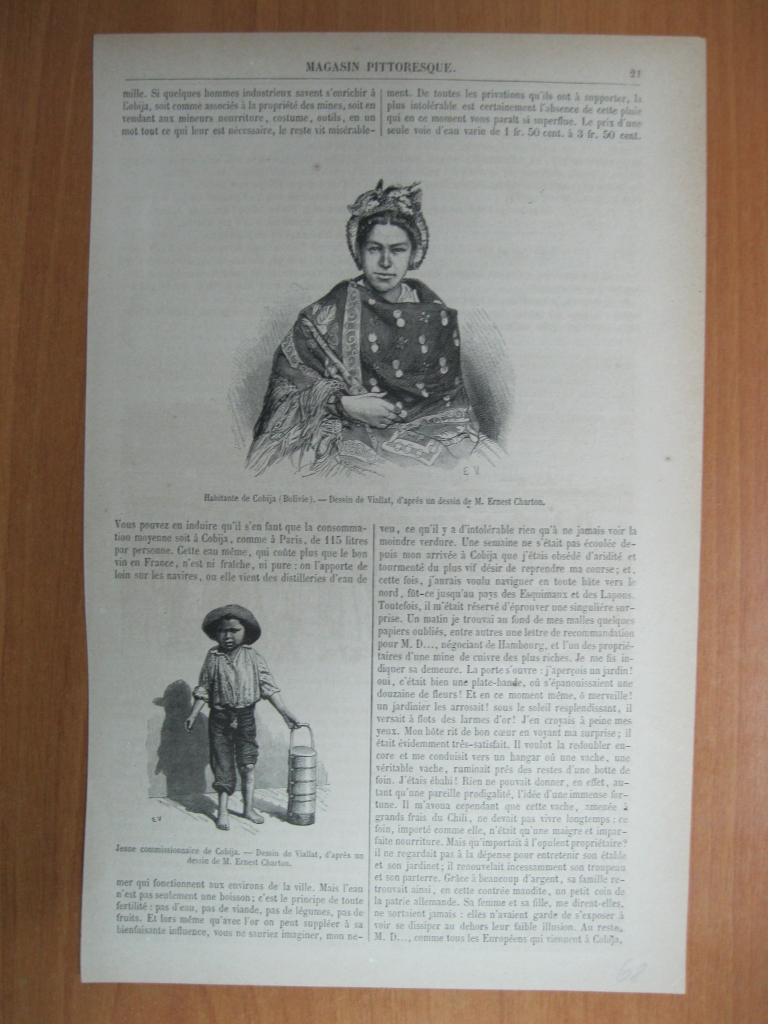 Mujer y niño indígenas de la ciudad de Cobija en Bolivia( América del sur), 1868